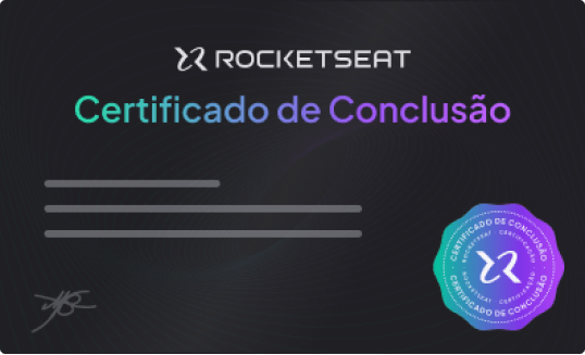 Representação de um certificado emitido pela plataforma da Rocketseat ao fim da formação